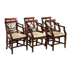 Ensemble de 6 fauteuils de salle à manger en acajou de style Sheraton anglais du 20ème siècle