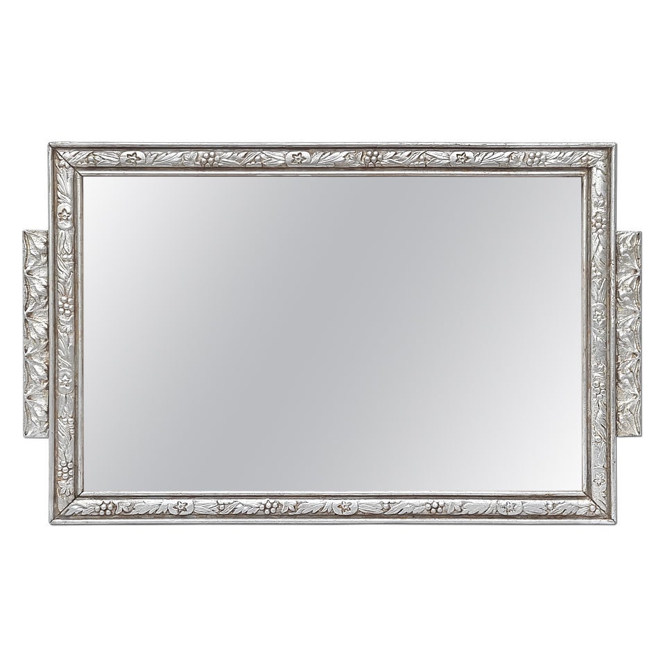  Small French Antique Silvered Mirror Art Nouveau Style, circa 1900 For Sale