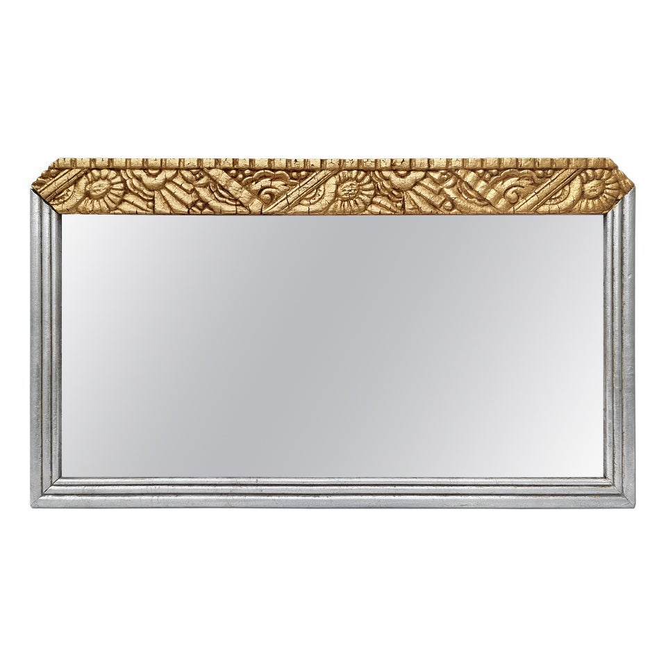 French Art Deco Period Antique Mirror, Gilded & Silvered, circa 1925 For Sale