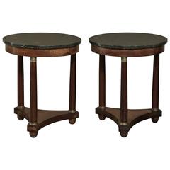  Pair of 19th Century Second Empire Marble-Top End Tables