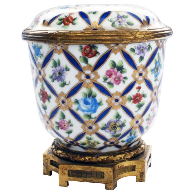 Sevres Porcelain Covered Jar with Gilt Bronze Mounts at 1stDibs