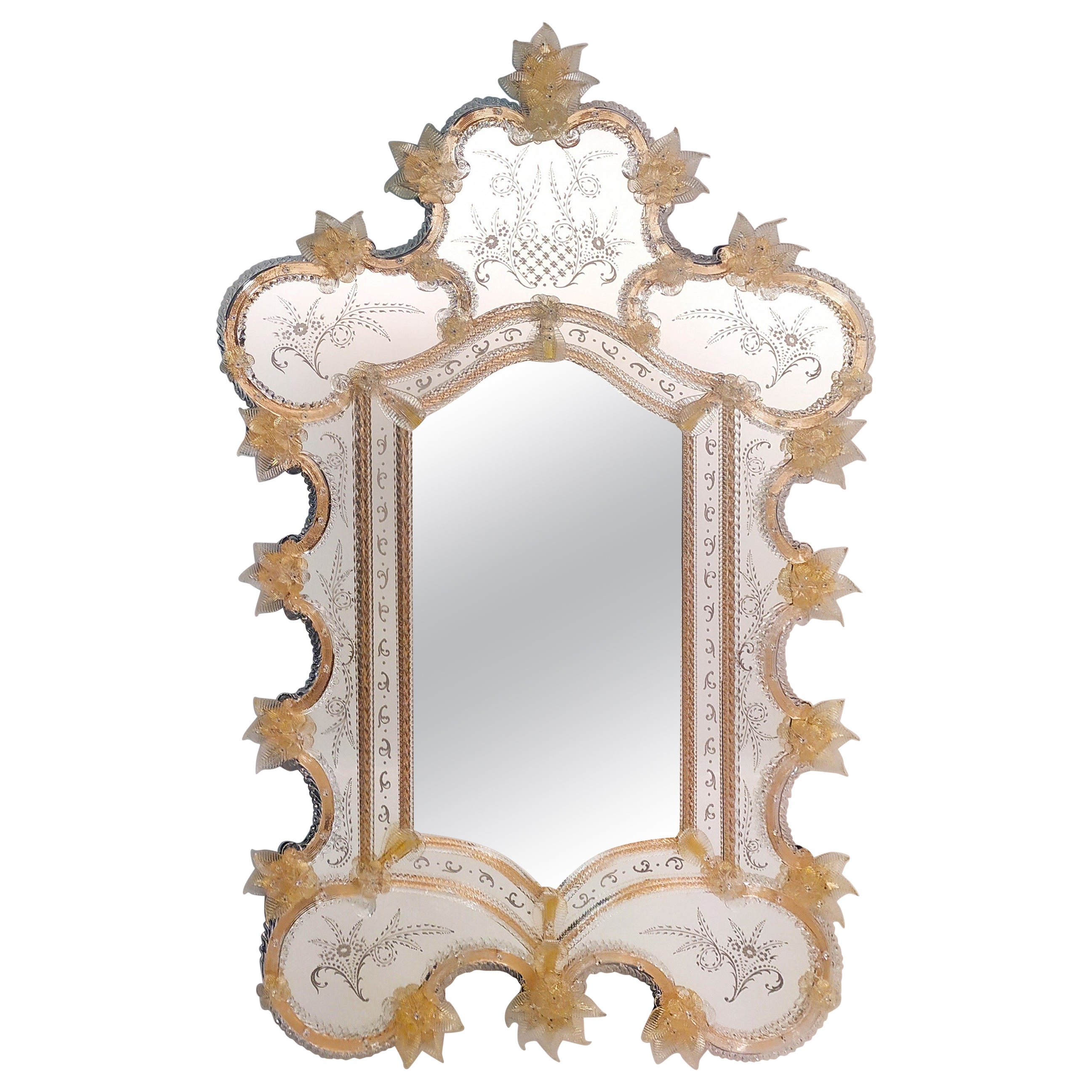„Frari“ Specchio Veneziano in Vetro di Murano von Fratelli Tosi Murano im Angebot