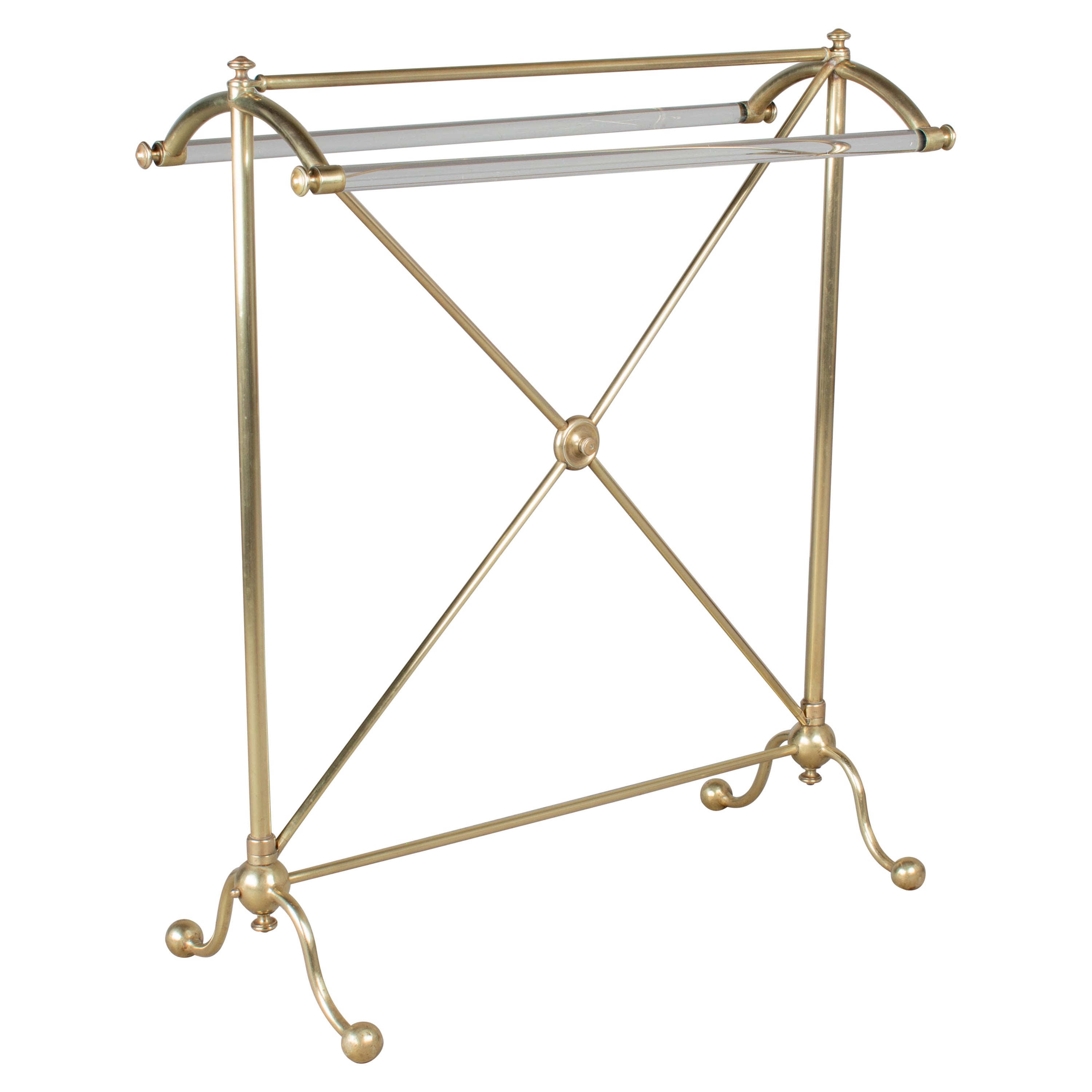 19th Century French Brass and Glass Towel Rail or Rack For Sale