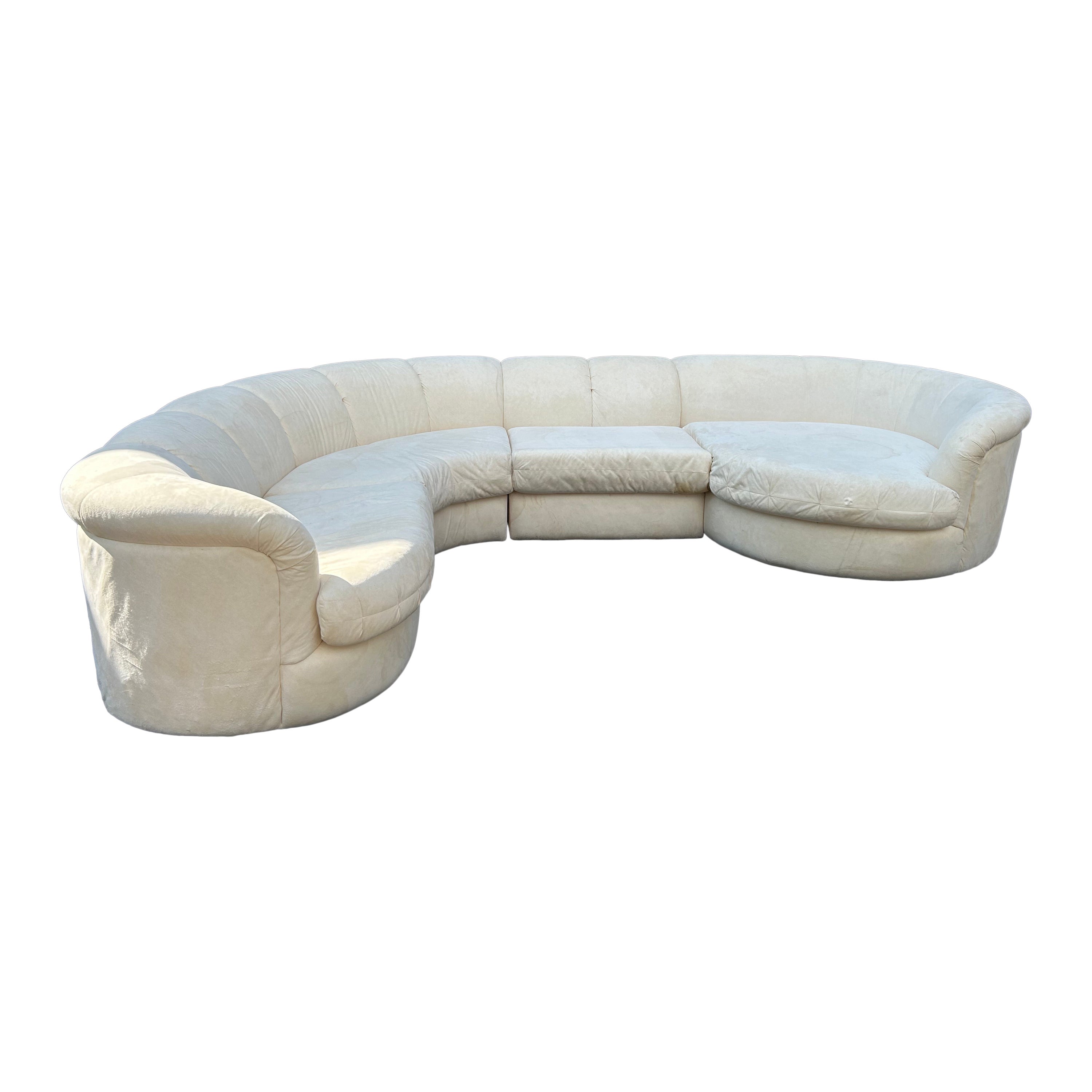 Fabelhafte 4teilige geschwungene Sofa-Sektion im Milo Baughman-Stil, Carsons-Stil, Mid-Century im Angebot