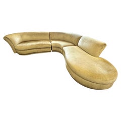Mid Century Vladimir Kagan Style Curved Serpentine Sectional Sofa 1980s
