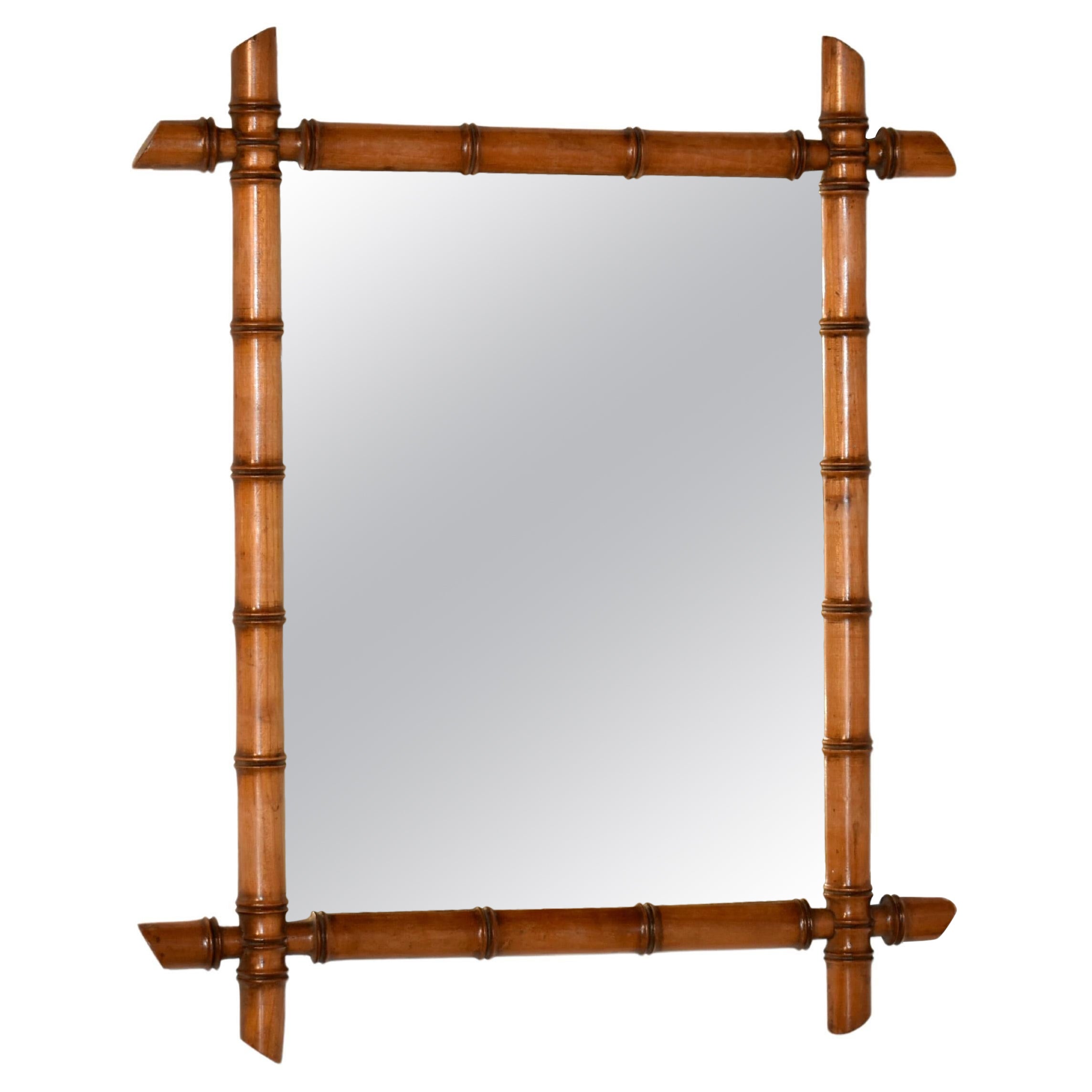 Late 19th Century Faux Bamboo Wall Mirror For Sale
