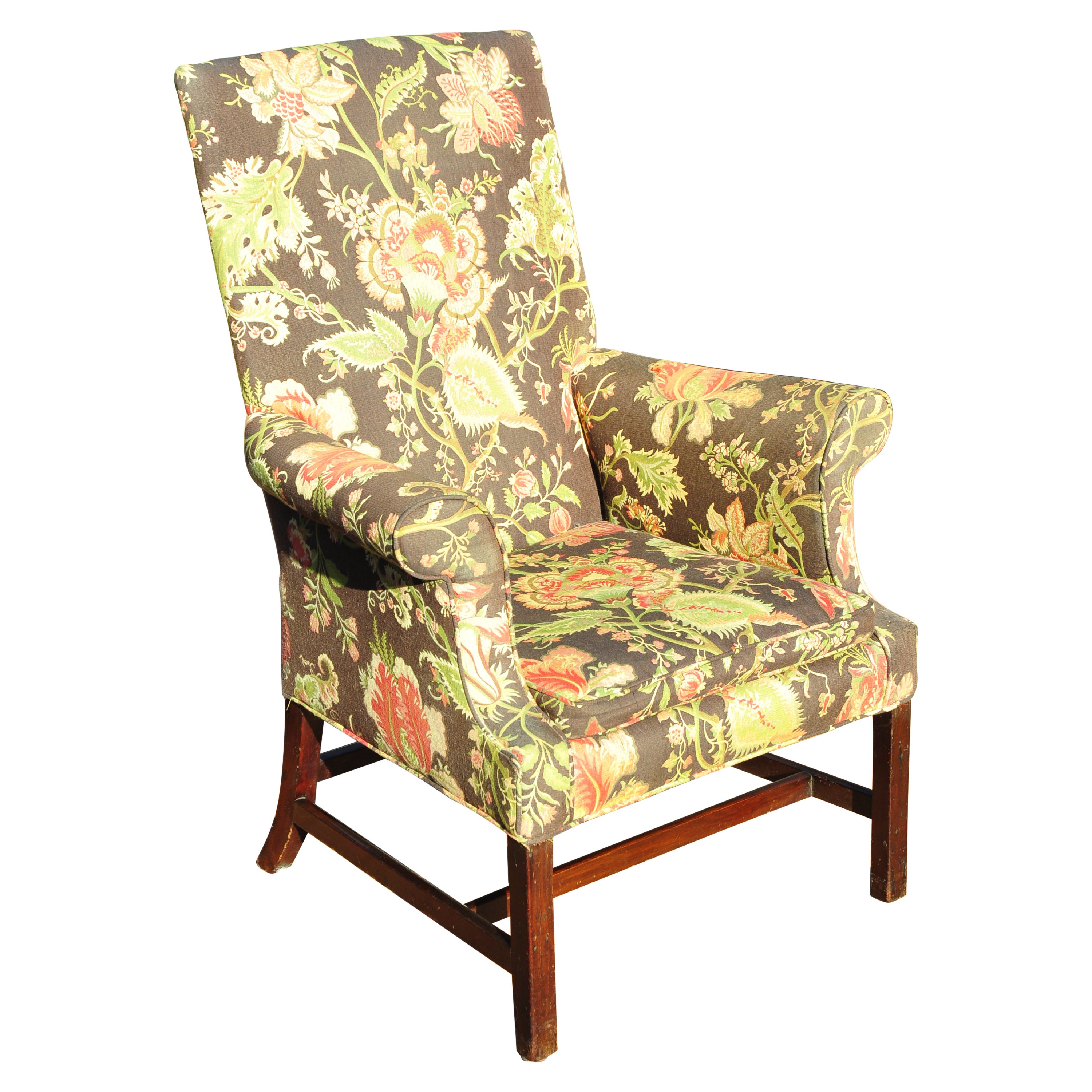 Rare Period English George III Chippendale Library Armchair Chair Circa 1790 For Sale