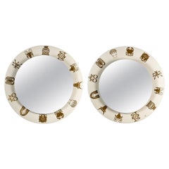 Vintage Pair of Illuminated Mirrors by Benedetto Fornasetti, Circa 1970.