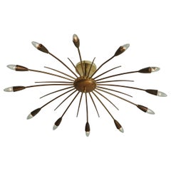 Brass Sputnik Chandelier in the Style of Stilnovo, Italy 1960s