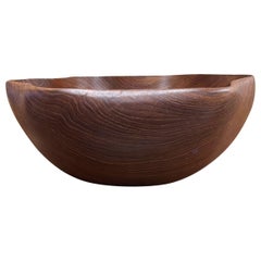 Vintage Wooden Bowl With Rounded Curved Edges.