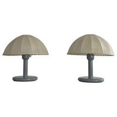 Paar Cocoon-Tischlampen mit grauem Metallgestell von GOLDKANT, 1960er Jahre, Deutschland