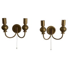 Vintage Atomic Design Brass Pair of Sconces by N Leuchten, 1950s, Germany