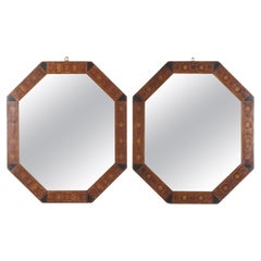 Pair of 19th Century Octagonal French Marquetry Mirrors