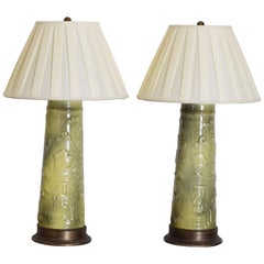 Pair of Ceramic Table Lamps in the Japanese Taste, mid 20th century