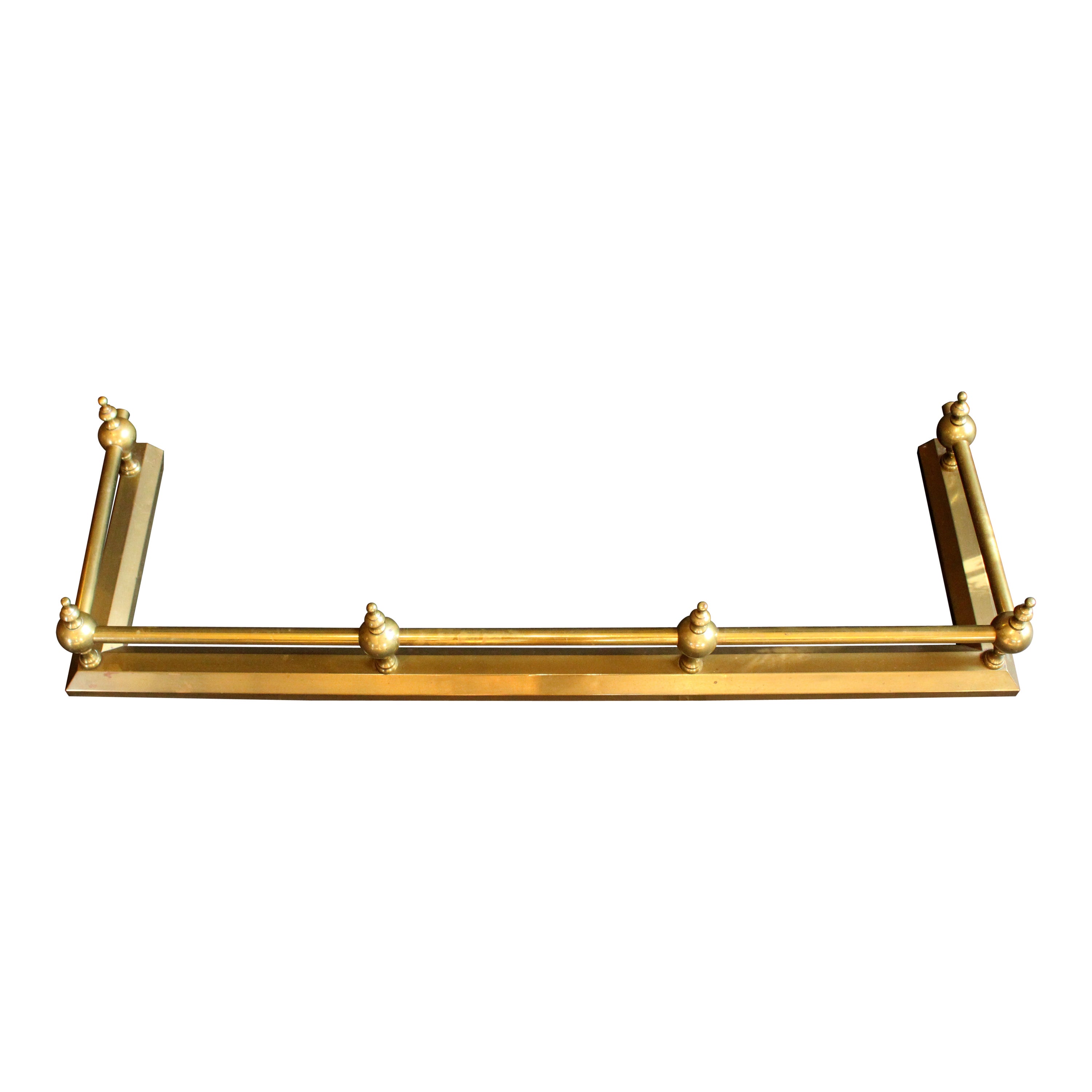 c. 1860 English Brass Fireplace Fender For Sale
