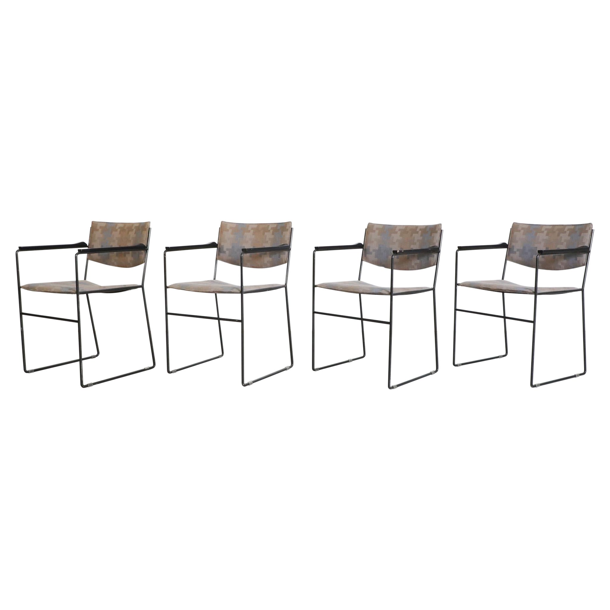 Set di 4 poltrone con cornice nera Arnold Merckx per Arco "DLA/DSA" con schienale in betulla in vendita