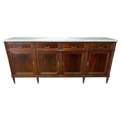 Antique Louis XVI-Style sideboard/buffet mahogany with white marble top