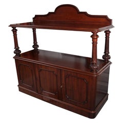 English Serving Console or Sideboard of Mahogany with Turned Supports