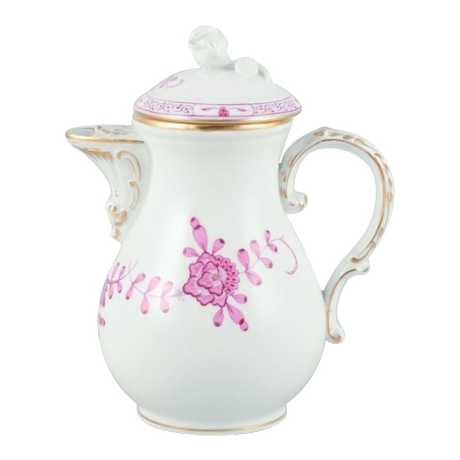 Meissen, Germany,  Pink Indian. Porcelain mocha (demitasse) pot. For Sale