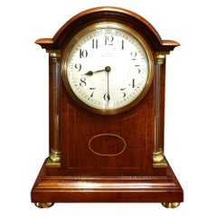 Antique Miniature Mahogany Mantel Clock, Miles, Gt Queen St. Kingsway