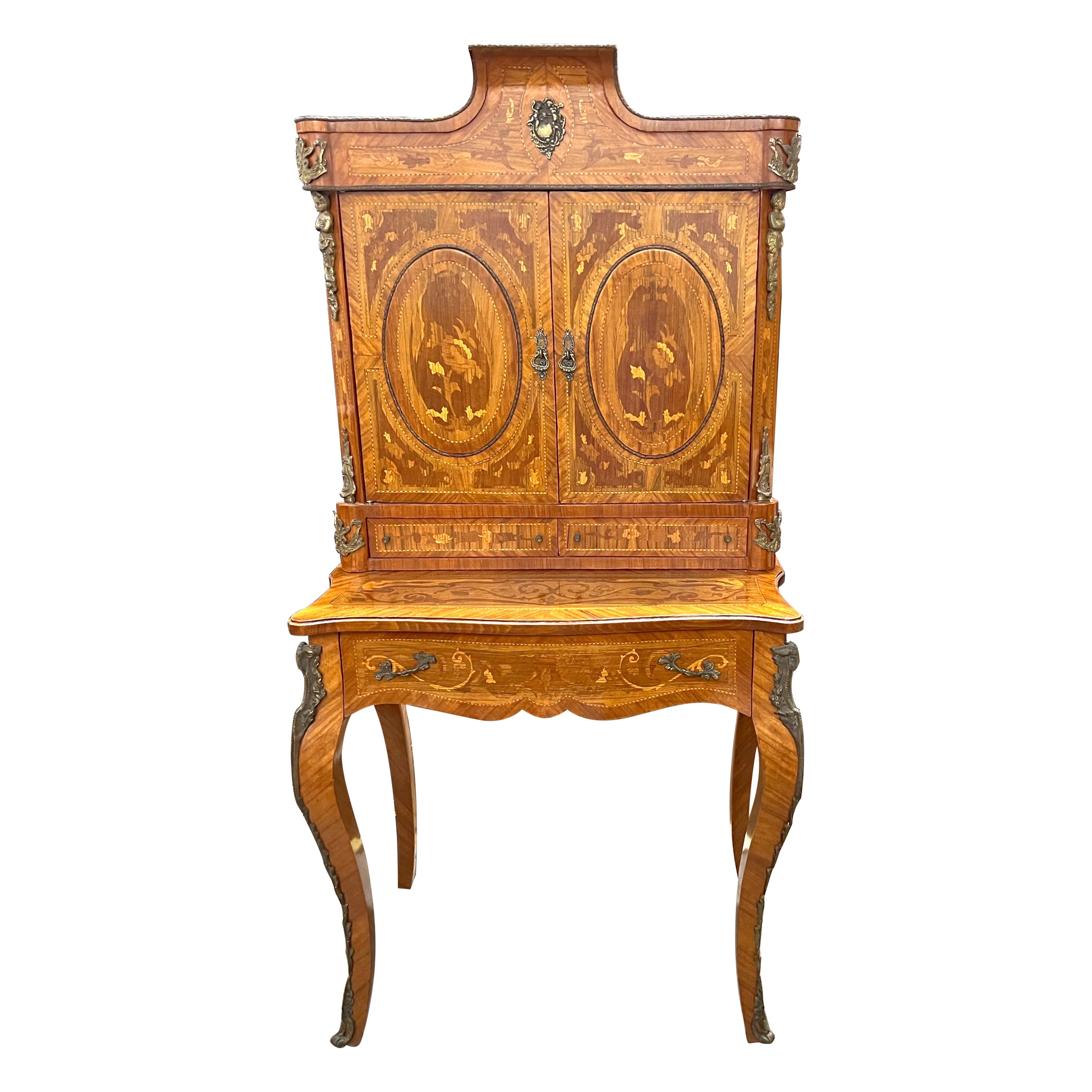 French Rococo Style Louis XV Bonheur Du Jour or Writing Desk For Sale