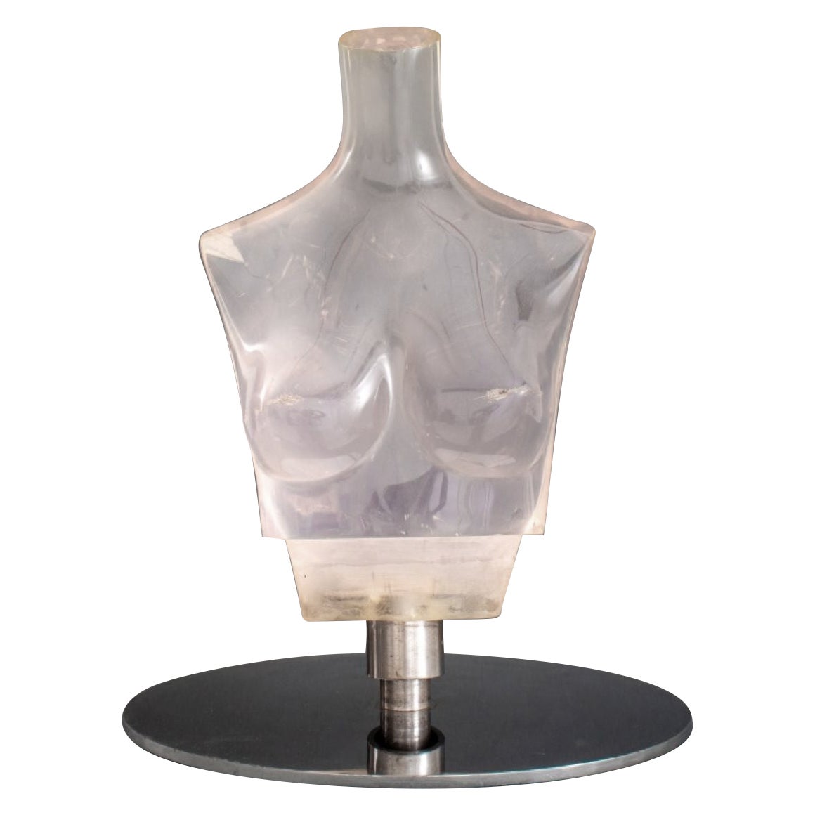 Lucite Female Bust on Chrome Stand, 1970s For Sale