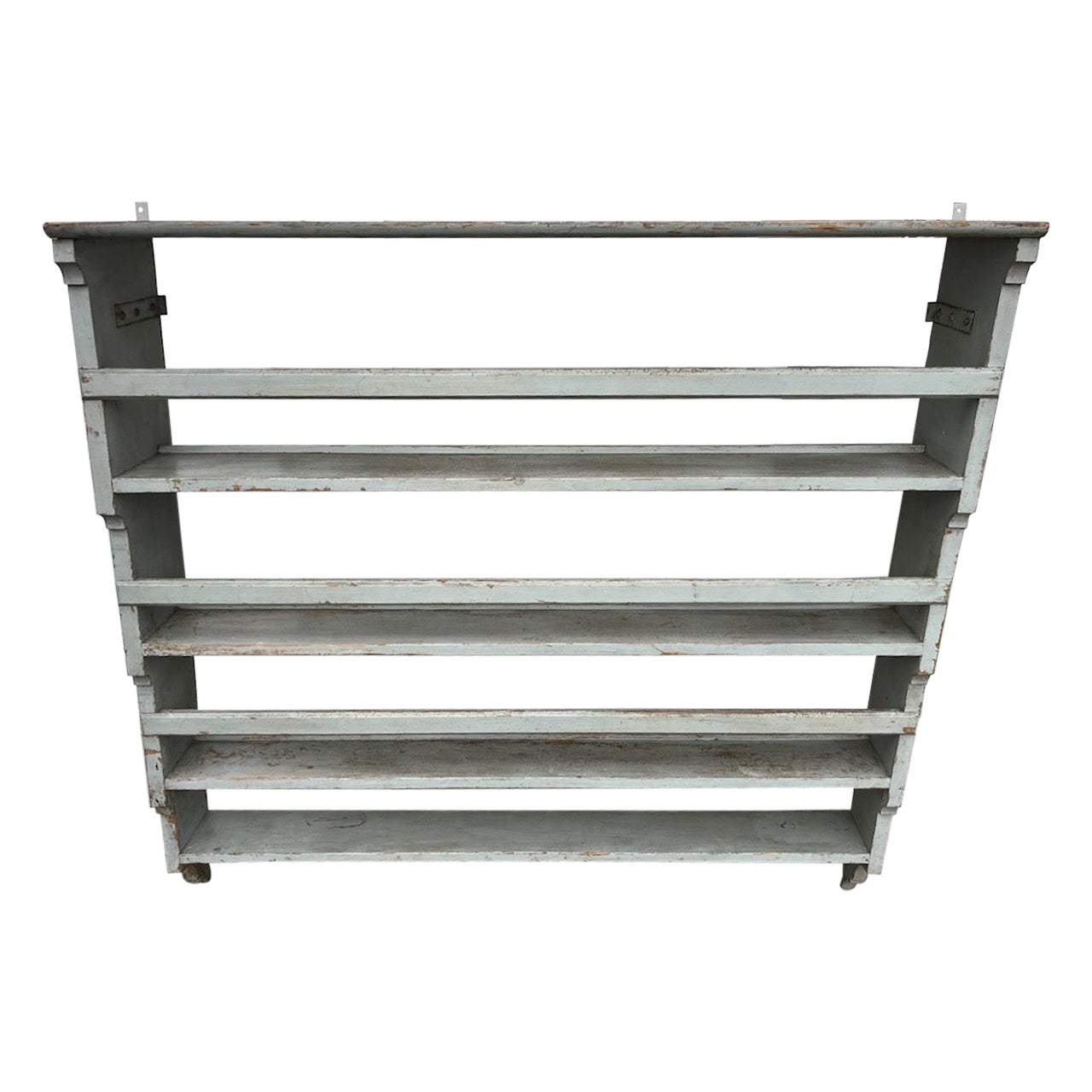 19thc Original Grey Painted Plate Rack From New England For Sale
