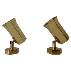 Beautiful Geometric Brass Pair of Sconces by Schröder, 1960s, Germany