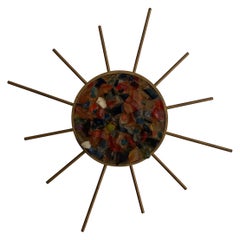 Vintage Sunburst Design Colorful Glass Pieces in Stone Form Wall Lamp, 1960s, Germany