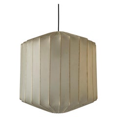 Retro Satin Silk Fabric Ceiling Lamp in Cocoon Shape, 1960s, Italy
