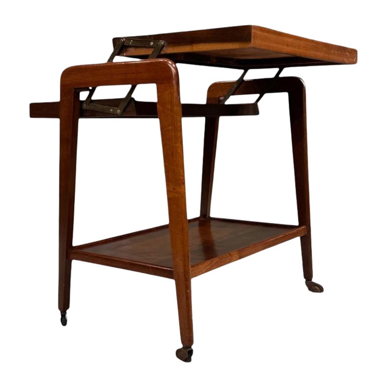 Midcentury Modern Bar Cart aus Hartholz und Messing von Ming Moveis, Brasilien, 1950er Jahre