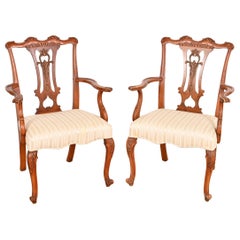 Used Romweber French Provincial Louis XV Burl Wood Armchairs, Pair