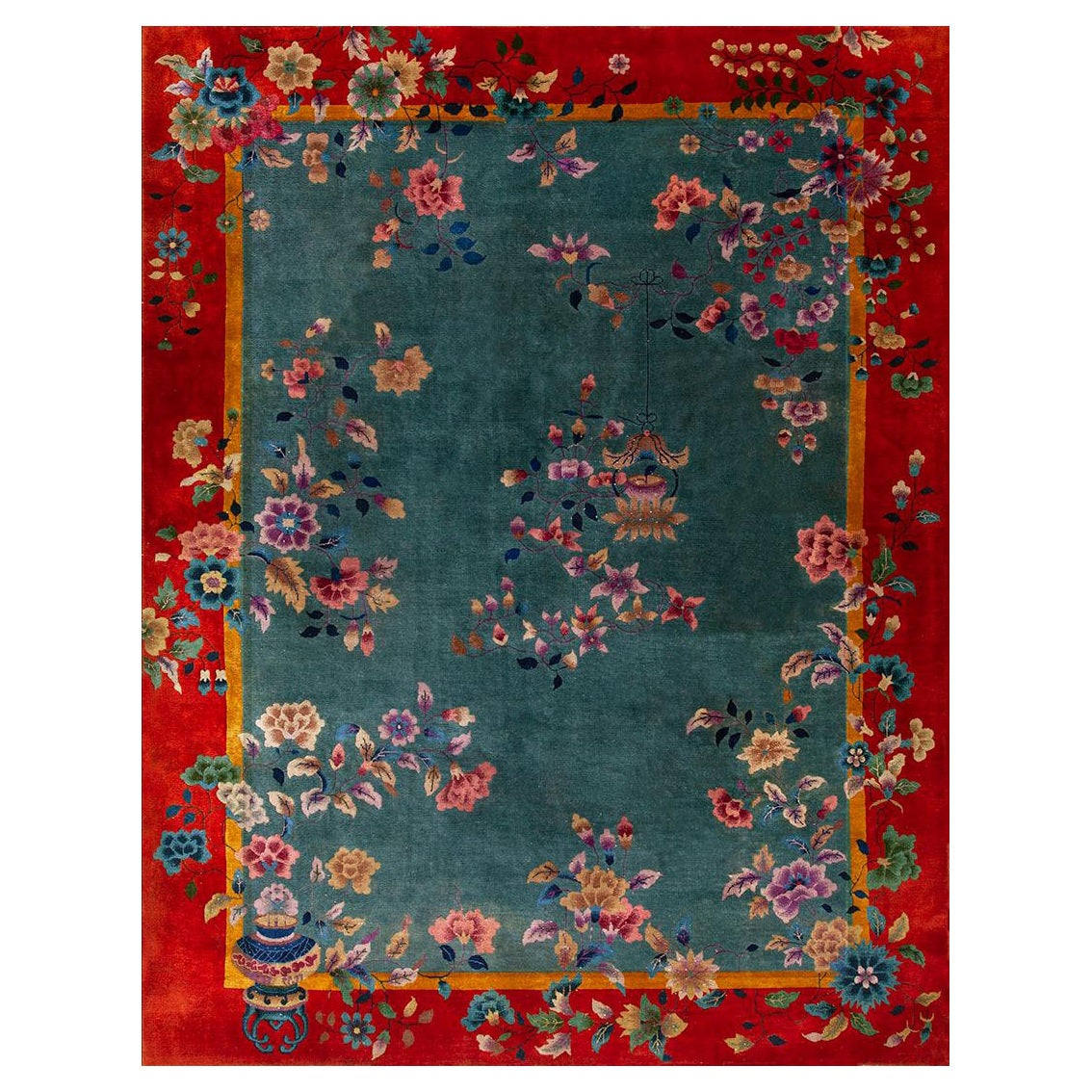 Tapis Art déco chinois des années 1920 10' 8" x 11' 8"  en vente