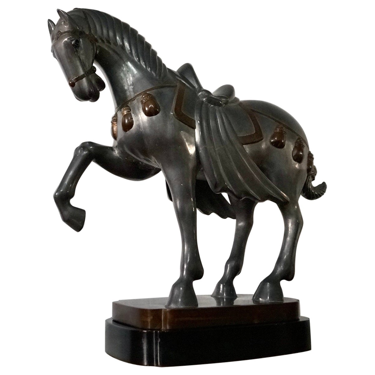 1940's Art Deco Pewter Horse Statue Sculpture