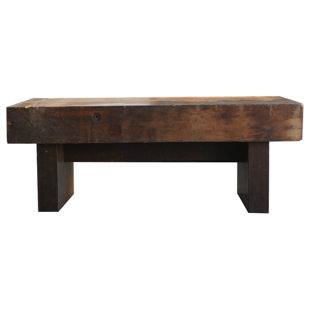 Japanese old wooden low table/1960/coffee table/wooden bench For Sale