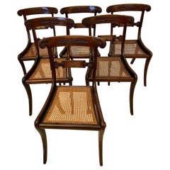 Ensemble de 6 chaises de salle à manger Regency en bois de rose incrusté de laiton