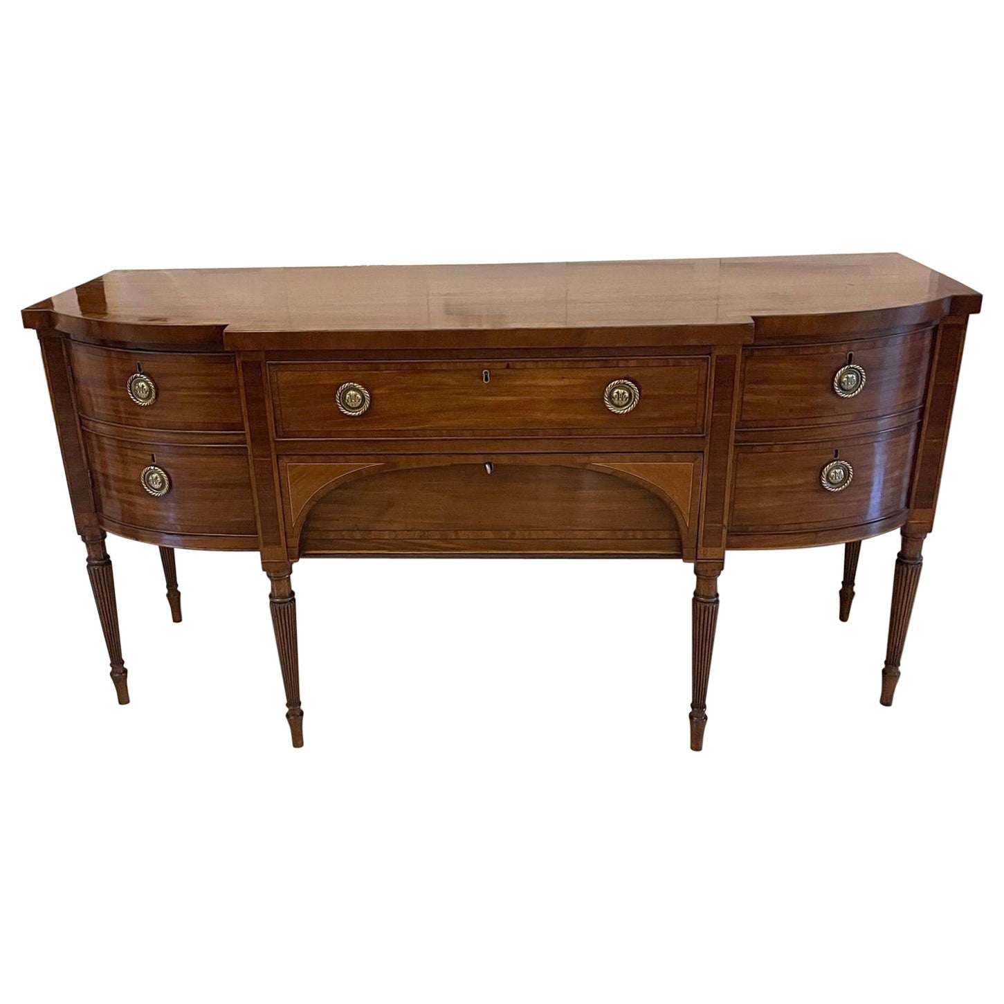 Antique 18th Century George III Quality Figured Mahogany Breakfront Sideboard  For Sale