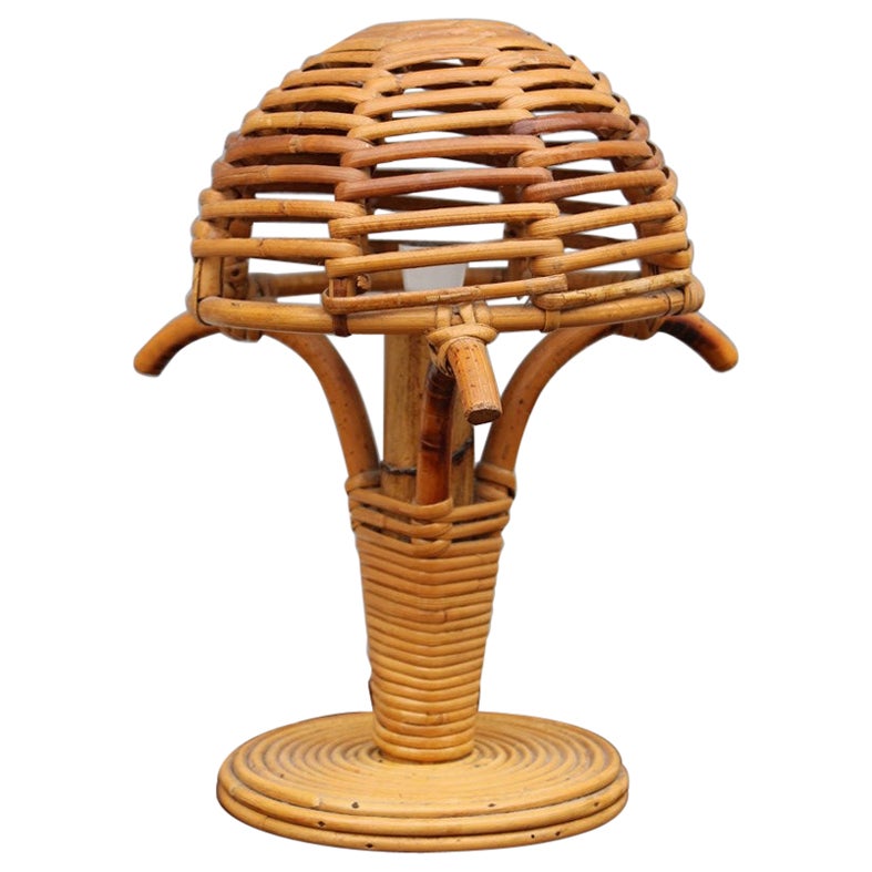 Italian Bamboo Mushroom Bedside Lamp 1960s