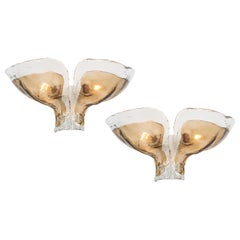 Set di 2 lampade da parete a forma di sconces in vetro di Murano di Kalmar, Austria, circa anni '70