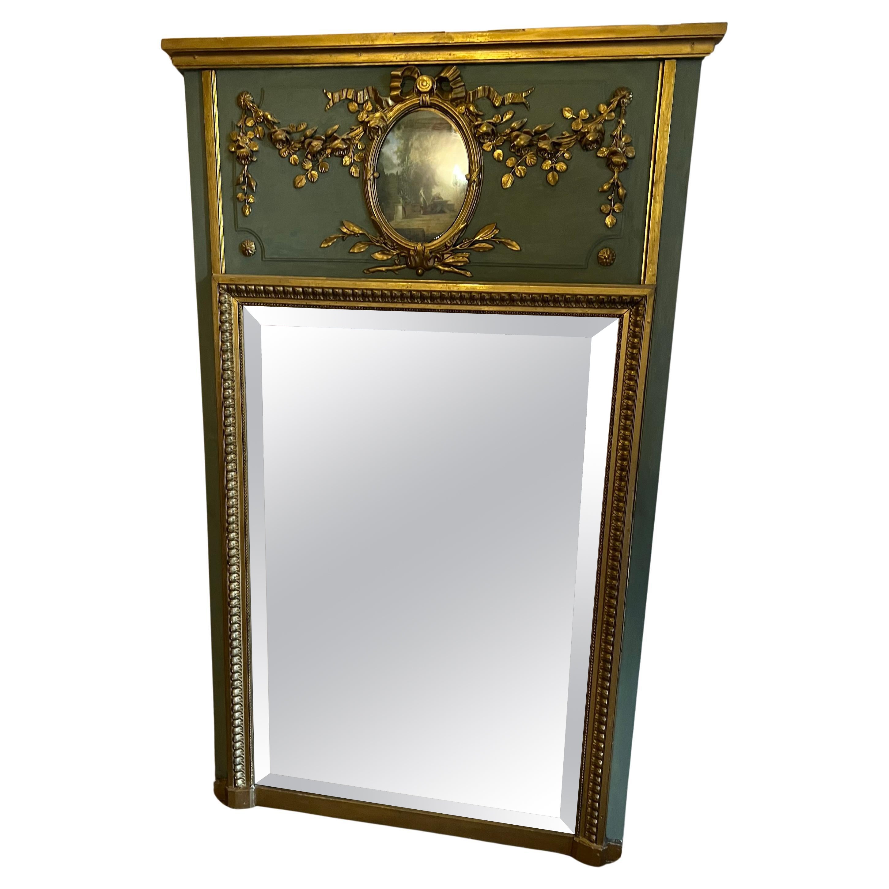 French 19th Century Louis XVI Style Trumeau Mirror For Sale