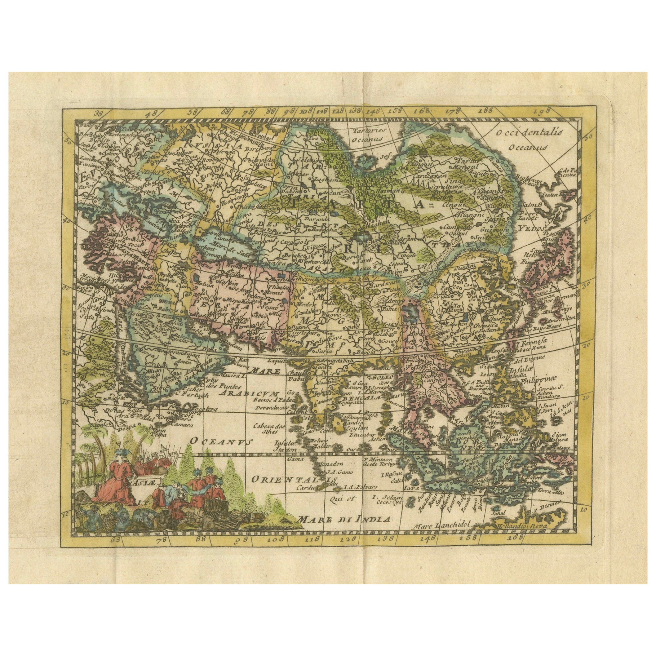 Cartographic Elegance: The Art and Science of 17th-Century Asian Karten, ca.1681 im Angebot