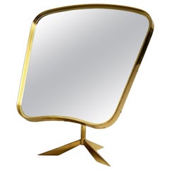 Large adjustable Mid Century brass tripod table mirror by Vereinigte Werkstätten