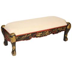 Vintage Painted and Partial-Gilt Bench