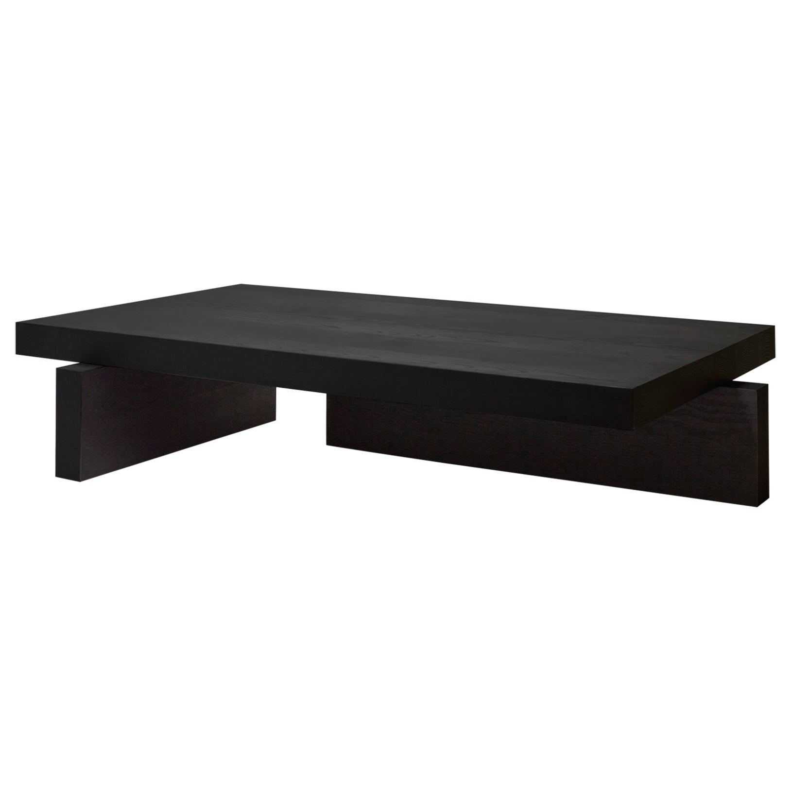 Brutalist Solid Oak Wooden Hari Coffee Table For Sale