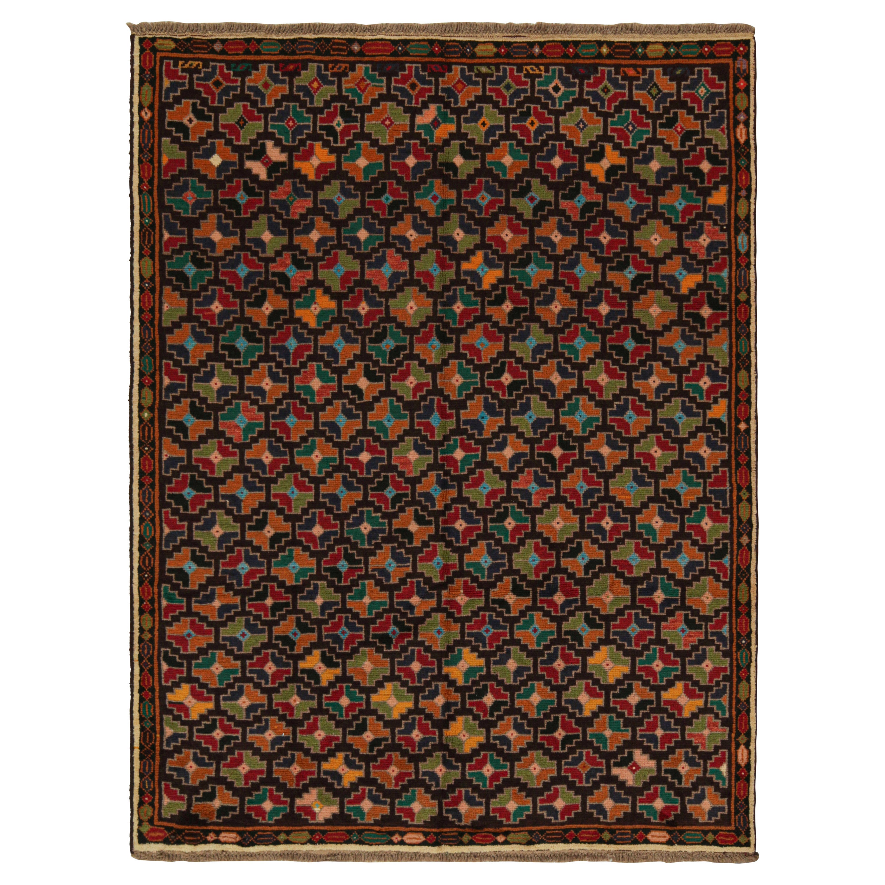 Rug & Kilim’s Afghan Baluch Tribal Rug in Multicolor Geometric Patterns For Sale