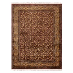 Rug & Kilim - Tappeto moderno in stile Lavar con motivo floreale in oro bordeaux