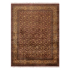 Rug & Kilim's Modern Lavar Style Rug in Burgundy Gold All Over Floral Pattern (tapis moderne de style Lavar en bourgogne et or avec motif floral)