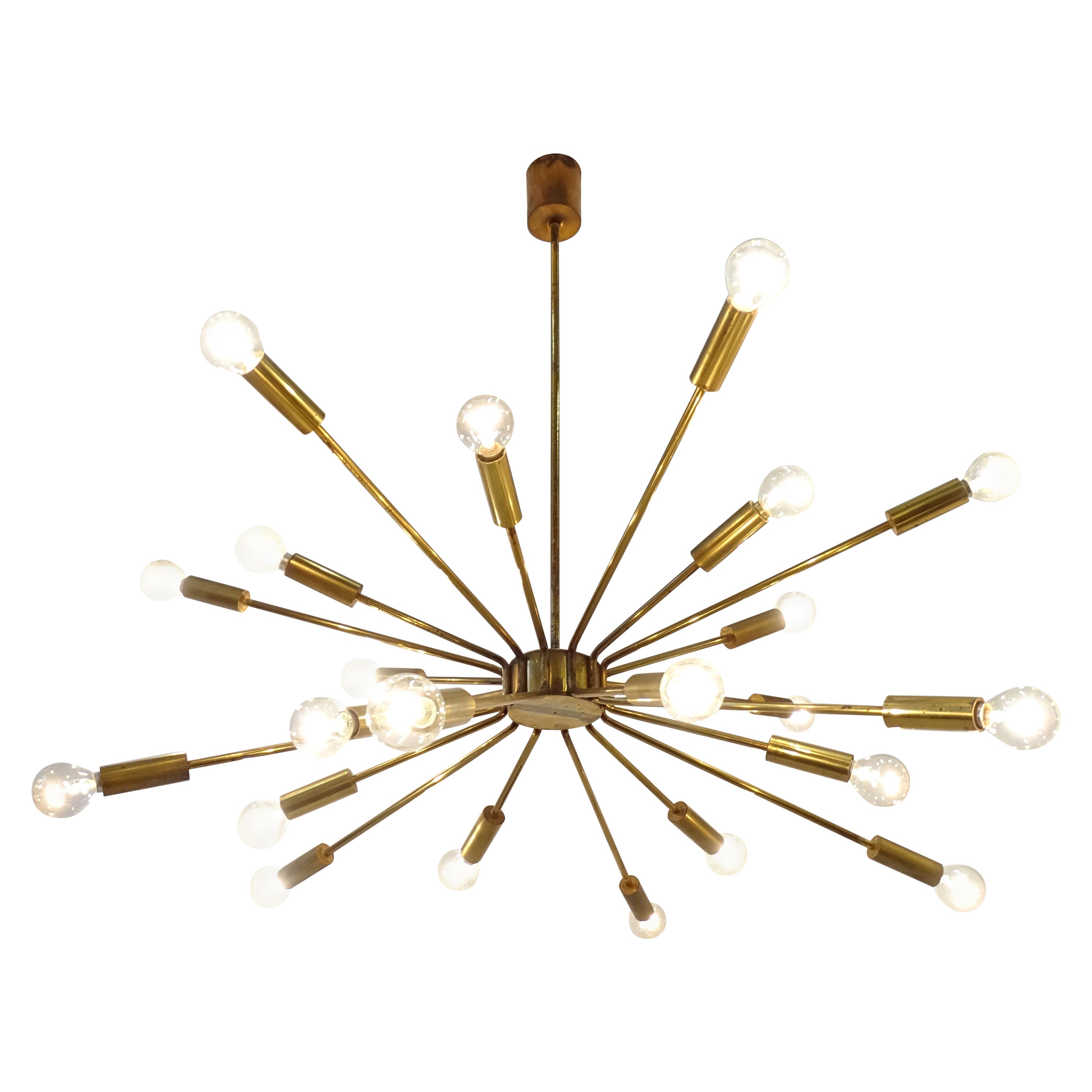 Gino Sarfatti for Arteluce 'Fireworks' Brass Ceiling Lamp, Italy 1939 For Sale