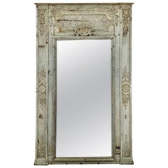 19th Century French Regency Bleached Oak Trumeau Mirror