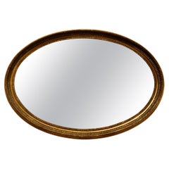 Antique Large Gilt Oval Mirror   